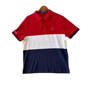Polo Ralph Lauren Colorblock Polo Shirt XL Red White Blue Classic Fit Cotton